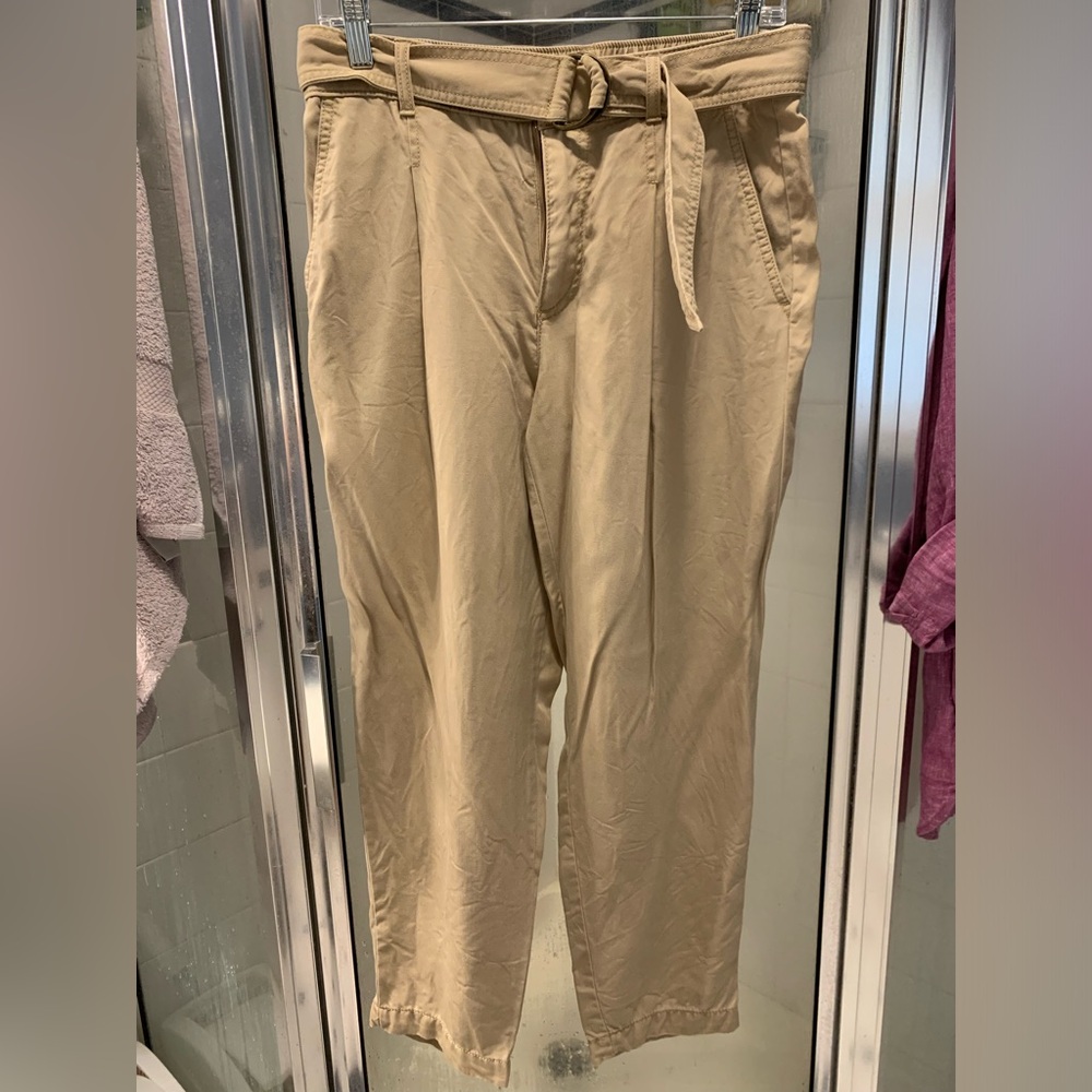 Loft self belt khaki pants